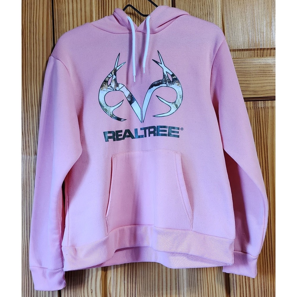 Realtree Pink Pullover Hoodie Logo Graphic Women's Medium